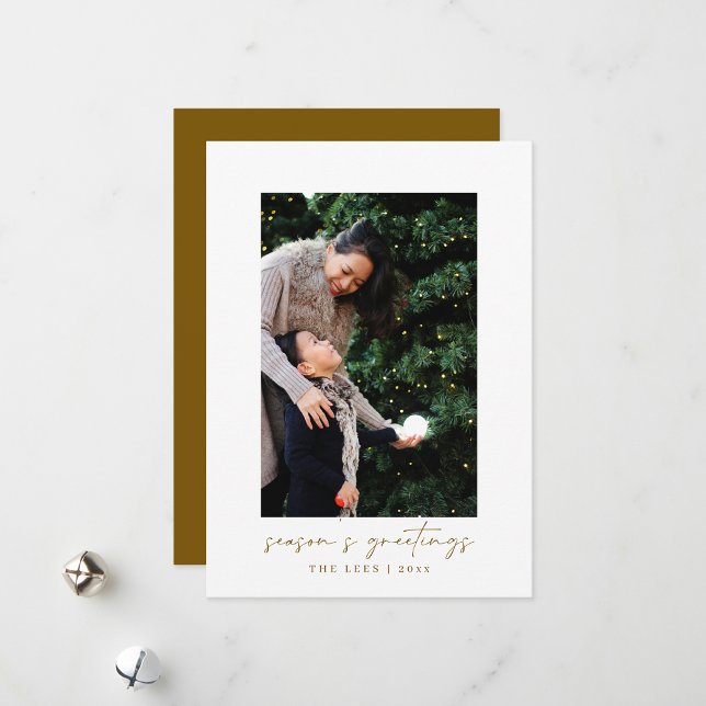 Minimal Modern Handwritten Script Photo Christmas Holiday Card (Creator Uploaded)
