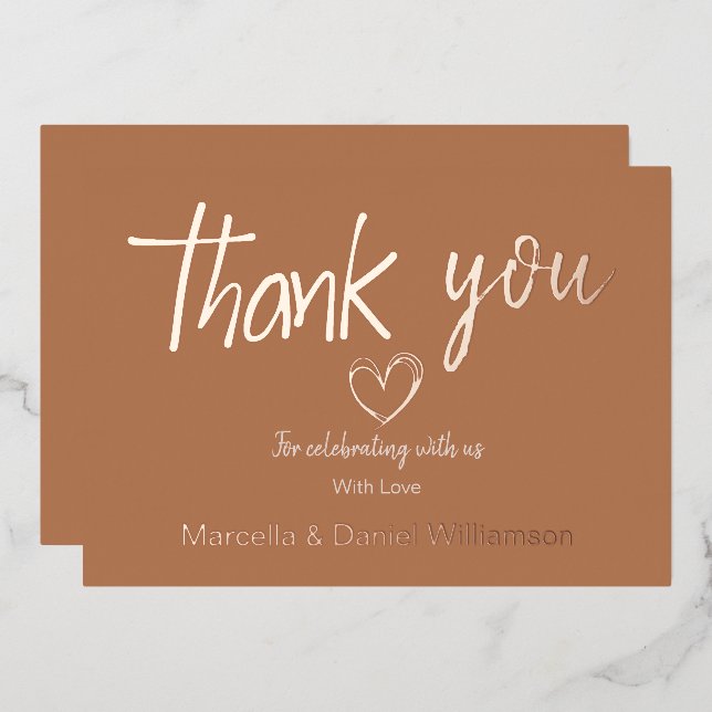 Minimal Modern Heart and Script Thank You Wedding  (Front/Back)
