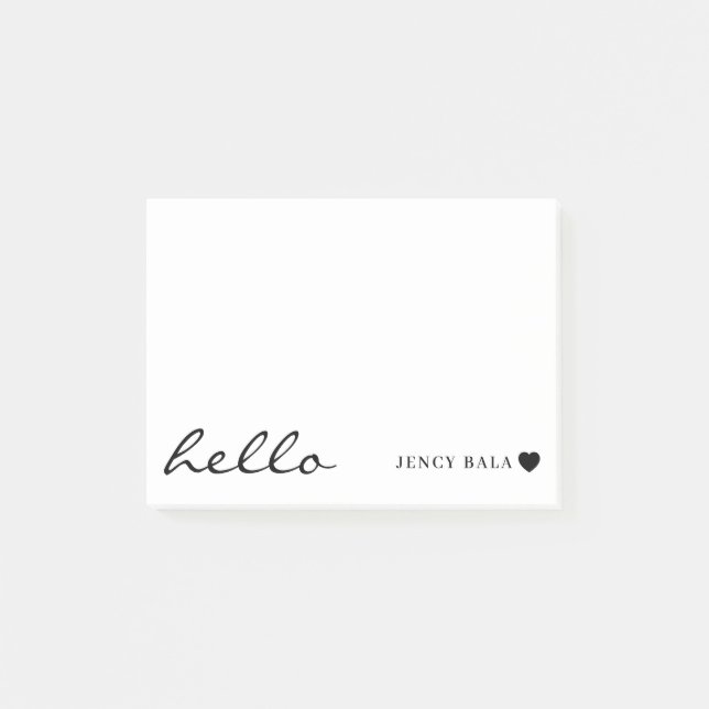 Minimal Modern Heart White Design Post-it Notes (Front)