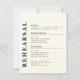 Minimal Modern Ivory Rehearsal Dinner Elegant Invitation