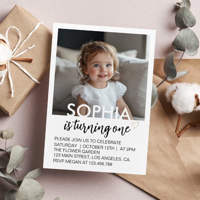 Minimal Modern Kids Birthday Photo Invitation (Creator Uploaded)