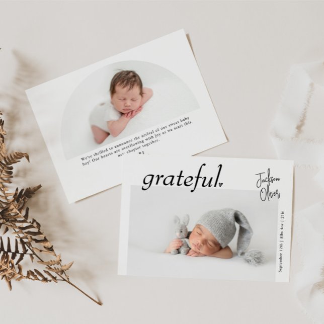 Minimal Modern Landscape Baby Photo Birth Announcement (Creator Uploaded)
