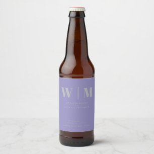 Minimal Modern Lavender Silver Drink Wedding Beer Bottle Label