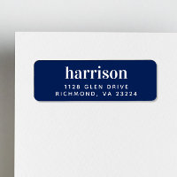 Minimal Modern Lettering Navy Blue Return Address