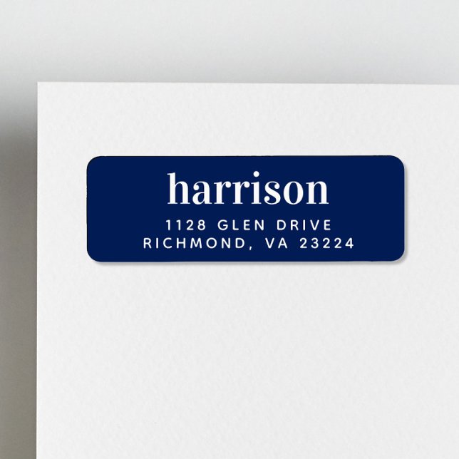 Minimal Modern Lettering Navy Blue Return Address (Creator Uploaded)
