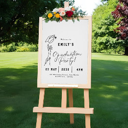 Minimal Modern Line Art Graduation Welcome Sign