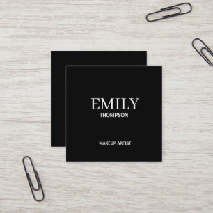 Minimal Modern Makeup Artist Black White  Square Business Card