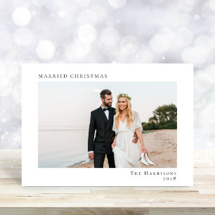 Minimal Modern Married Christmas Photo Holiday Card