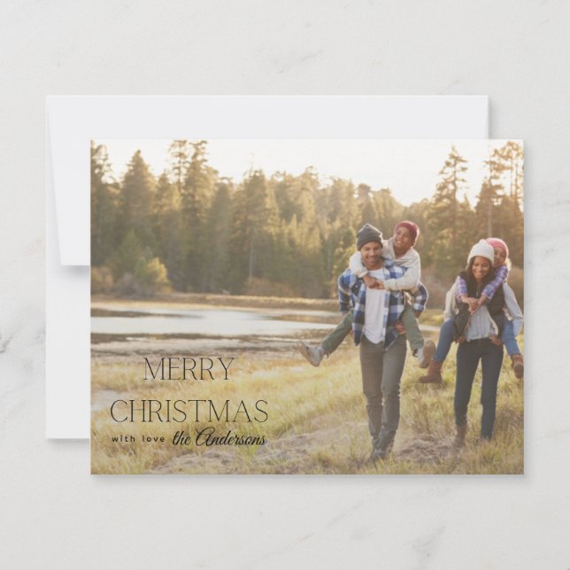 minimal modern merry christmas full photo holiday card (Front)