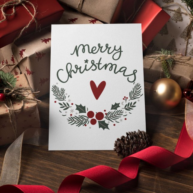 Minimal Modern Merry Christmas Postcard (Creator Uploaded)