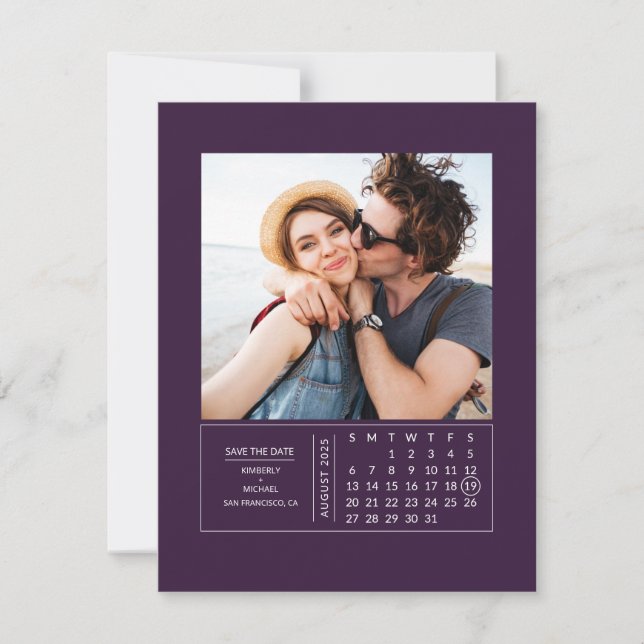 Minimal Modern Mini Calendar Save the Date Photo (Front)