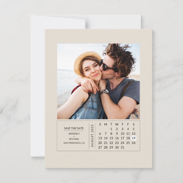Minimal Modern Mini Calendar Save the Date Photo (Front)