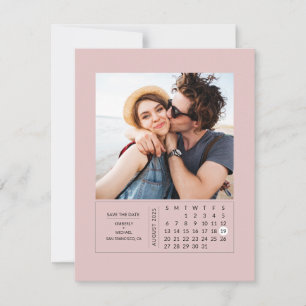 Minimal Modern Mini Calendar Save the Date Photo