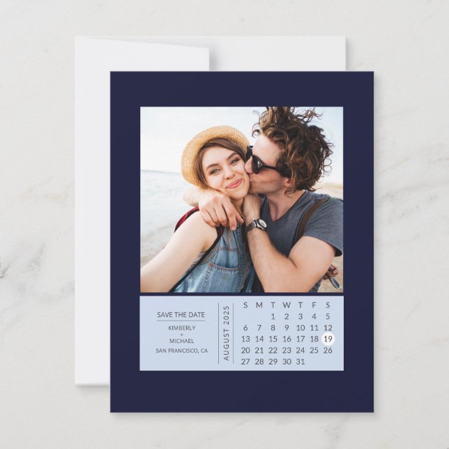 Minimal Modern Mini Calendar Save the Date Photo (Front)