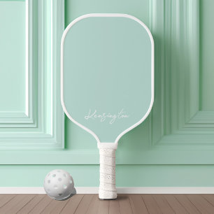Minimal Modern Mint Stylish Script Custom Name Pickleball Paddle