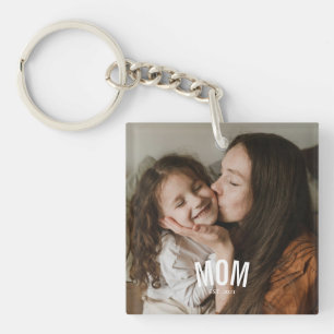 Minimal Modern Mom Established Photo Keychain