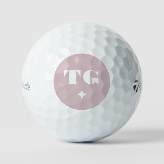 Minimal Modern Monogram Blush Pink Name Stars Golf Balls (Front)