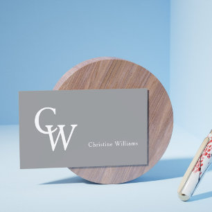 Minimal Modern Monogram Grey White  Professional  Business Card