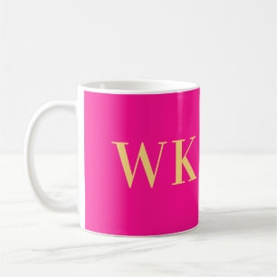 Minimal Modern Monogram Hot Pink Coffee Mug