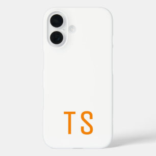 Minimal Modern Monogram Initials Orange Stylish iPhone 16 Case