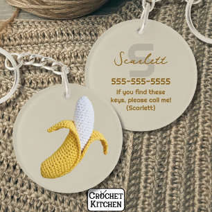 Minimal Modern Monogram Name Crochet Banana Keychain
