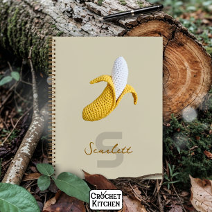 Minimal Modern Monogram Name Crochet Banana Notebook