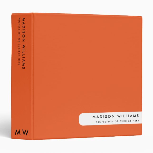 Minimal Modern Monogram Professional 3 Ring Binder (Front/Spine)