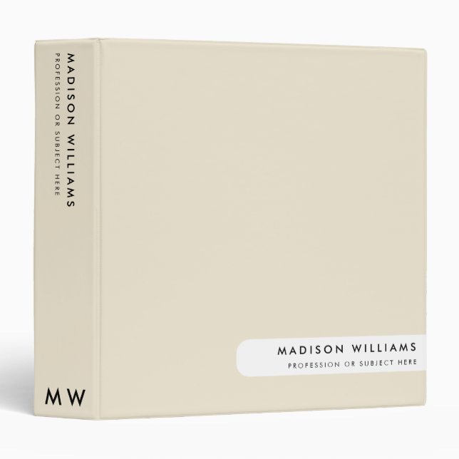 Minimal Modern Monogram Professional 3 Ring Binder (Front/Spine)