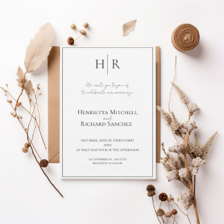 Minimal Modern Monogram Wedding Invitation