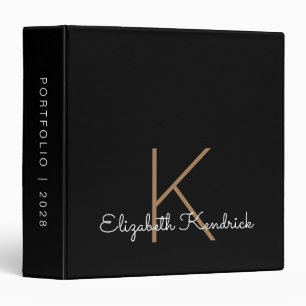 Minimal Modern Monogrammed Black Binder