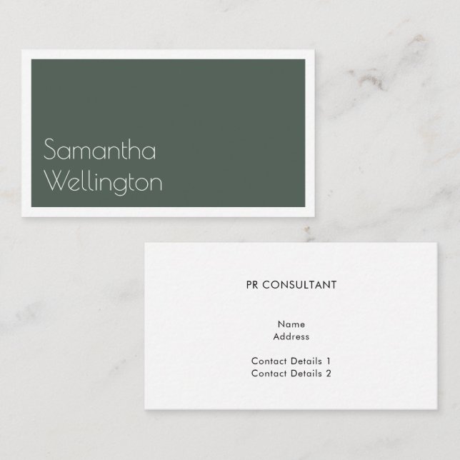 Minimal Modern Moss Green Typography Business Card (Front/Back)