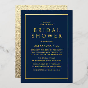 Minimal Modern Navy & Gold Bridal Shower Golden