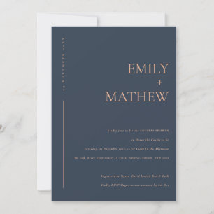 MINIMAL MODERN NAVY RUST TYPOGRAPHY COUPLES SHOWER INVITATION