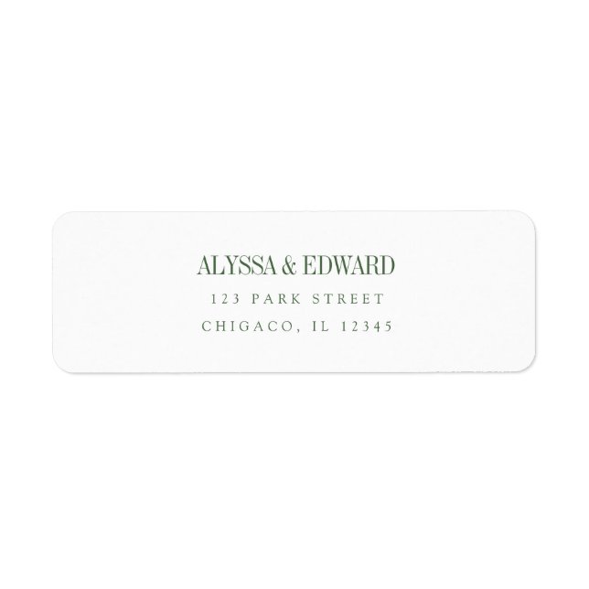 Minimal Modern Olive Green Custom Names Wedding (Front)