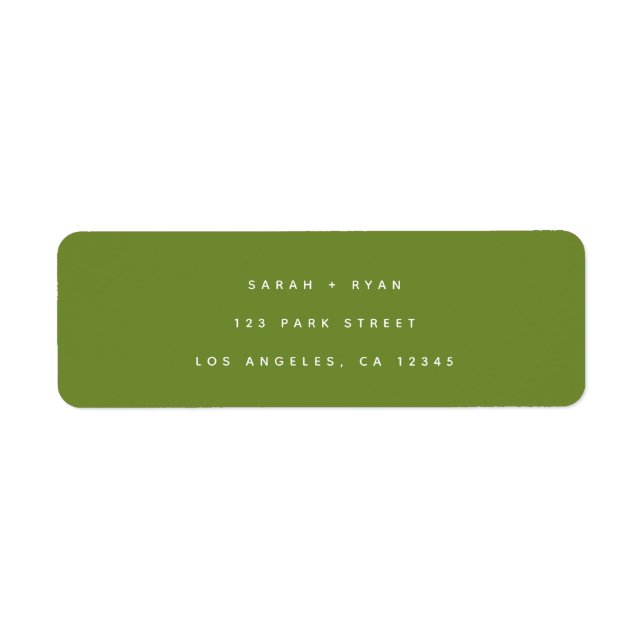 Minimal Modern Olive Green Wedding Return Address (Front)
