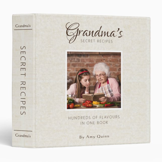 Minimal Modern Personalize Photo & Texts Recipes Binder (Front/Spine)