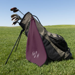 Minimal Modern Personalized Custom Monogram Maroon Golf Towel