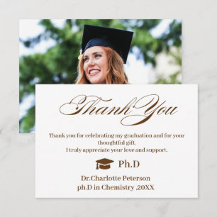 Minimal Modern PhD Graduation Thank You Card