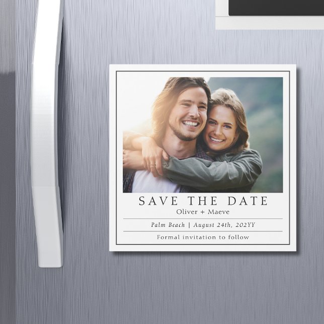 Minimal Modern Photo Black White Save The Date (Creator Uploaded)