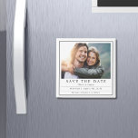 Minimal Modern Photo Black White Save The Date Magnet<br><div class="desc">Minimal Modern Photo Black White Save the Date Magnet features a simple modern save the date wedding announcement with your favourite photo at the top and text "Save The Date" in modern, bold typography. Below add your names, wedding location, wedding date and additional information such as "formal invitation to follow"....</div>