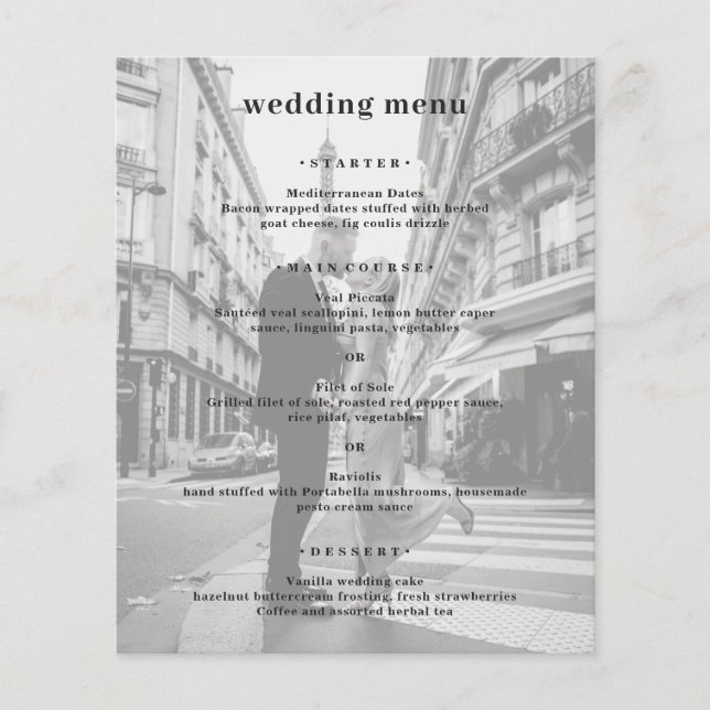 Minimal Modern Photo Budget Wedding Menu (Front)