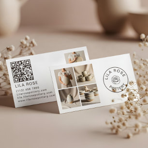 Minimal Modern Photo Collage Pottery Professional Business Card