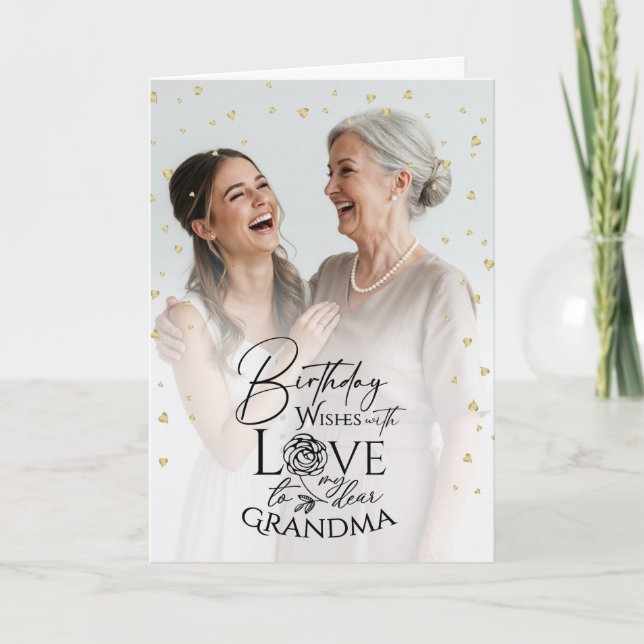 Minimal Modern Photo Modern Birthday Grandma Card (Front)