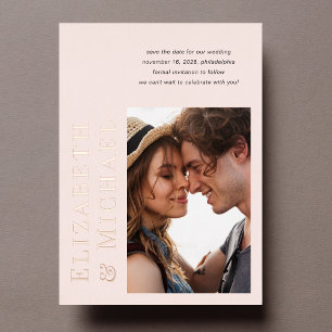 Minimal Modern Photo Pink Save The Date