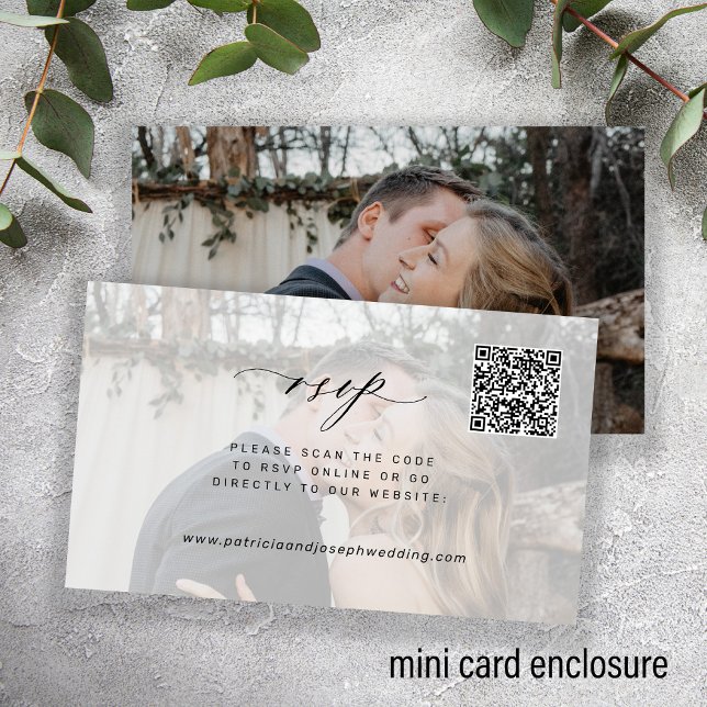 Minimal modern photo QR code wedding RSVP Enclosure Card (Creator Uploaded)