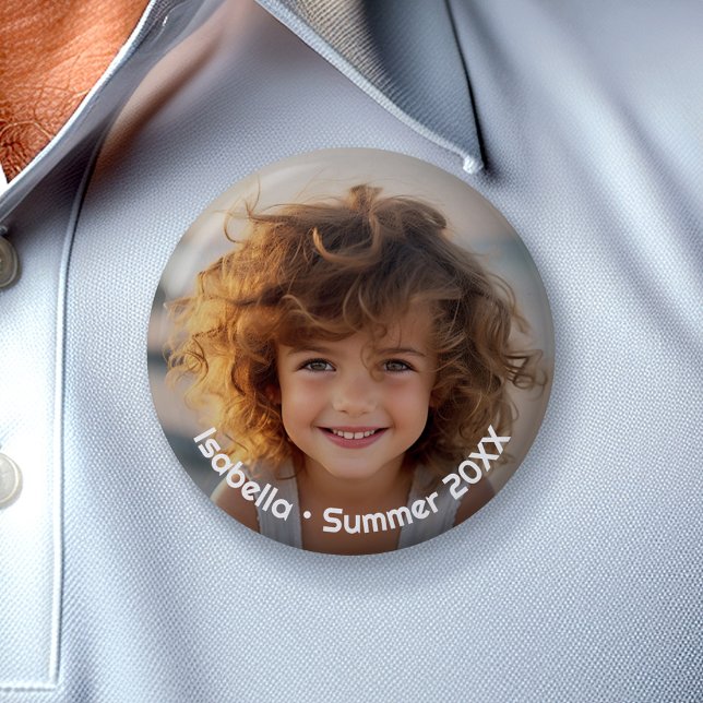 Minimal Modern Photo - Retro Text - Personal 2 Inch Round Button (Personalized Button - Add Your Photo and Text)
