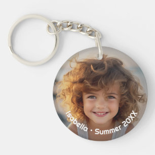Minimal Modern Photo - Retro Text - Personal Keychain