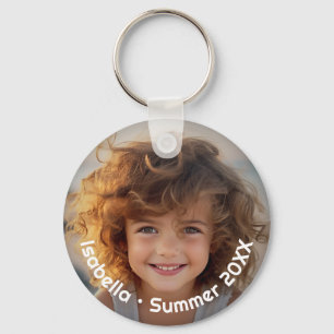 Minimal Modern Photo - Retro Text - Personal Keychain