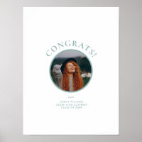 Minimal Modern Photo Teal Graduation Autograph