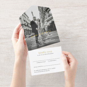 Minimal Modern Photo Wedding All In One Invitation